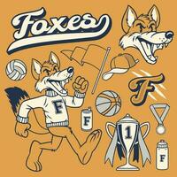 Fox Object Mascot Design set vector