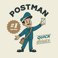 Vintage Character Mascot of Mailman Logo vector