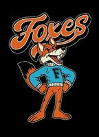 Vintage Shirt Design of Fox Mascot School Logo vector