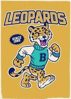 Vintage Shirt Design of Leopard Athletic Mascot vector