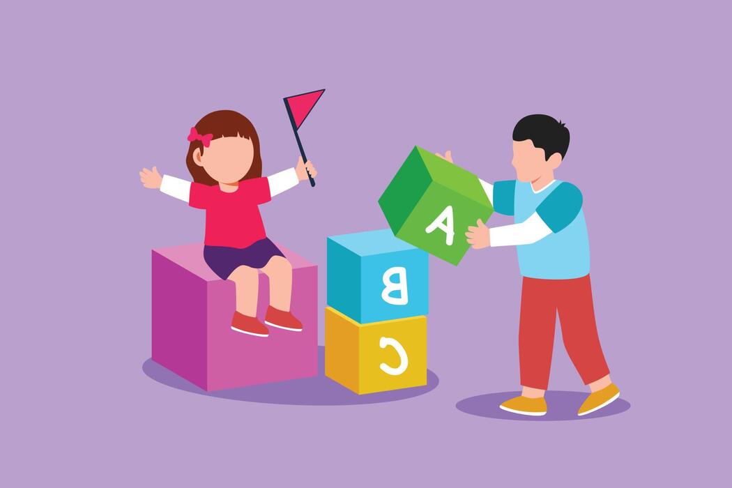 Kids Playing With Blocks Vector Art, Icons, and Graphics for Free Download