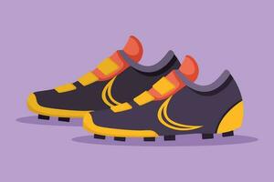 dibujos animados plano estilo dibujo par de fútbol botas. fútbol americano zapatos. fútbol americano logotipo fútbol pelota botas. Deportes inventario. competitivo y competencia juego torneo. gráfico diseño vector ilustración