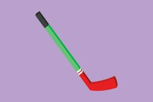 Character flat drawing ice hockey stick logo or symbol. Hockey puck stick, indoor ice sport, game equipment, goal or competition, leisure activity in winter season. Cartoon design vector illustration