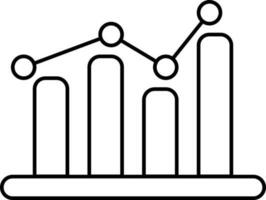 Combination Chart Of Line Wave And Bar Graph Black Stroke Icon. vector