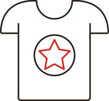 Outline Star Circle T-shirt Icon In Red And Black Color. vector