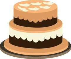 Two Layer Cake Icon In White And Brown Color. vector