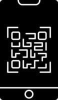 Qr Code Phone Screen Icon In Black And White Color. vector