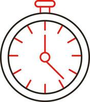 Red And Black Outline Illustration Of Alarm Clock Icon. vector