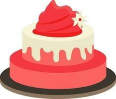 Two Layer Cake Icon In Red And White Color. vector