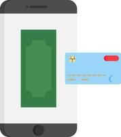 Mobile Payment With Card Colorful Icon. vector