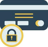 Lock Payment Card Icon In Blue And Yellow Color. vector