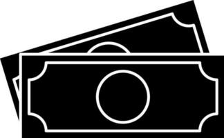 Black And White Cash Money Icon Or Symbol. vector