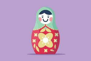 Cartoon flat style drawing of stylized cute matryoshka Russian nesting dolls logo, icon, symbol. Souvenir from Russia. Traditional Russian matryoshka dolls souvenir. Graphic design vector illustration