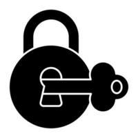 Editable design icon of key with padlock vector