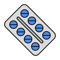 An editable design icon of pills strip vector