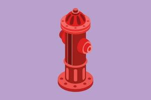 Character flat drawing hydrant on side of road used for preventive measures in the event of a fire in building. Tool used by firefighters for extinguishing flames. Cartoon design vector illustration