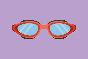 Character flat drawing glasses for swimming logo, label, icon, symbol. Swim goggles for competition, tournament. Professional swimming pool equipment. Beach object. Cartoon design vector illustration