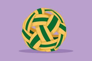 Graphic flat design drawing of sepak takraw ball or rattan ball logo, icon, symbol. Scissor kick. Team sport competition, tournament, South East or Asian sport game. Cartoon style vector illustration