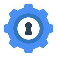 Keyhole inside gear, icon of security setting vector