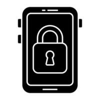 Conceptual solid design icon of mobile security vector