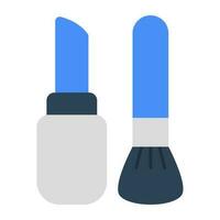 Blush on brush with lipstick denoting concept of makeup accessories vector