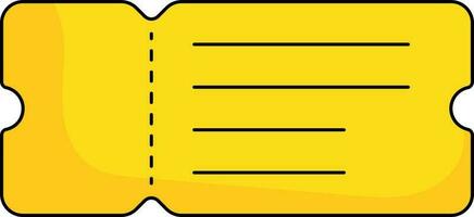 Isolated Blank Ticket Icon In Yellow Color. vector