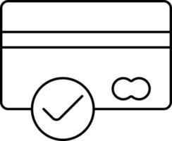 Black Thin Linear Of Check Card Icon. vector