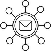 Isolated Email Connection Icon In Black Line Art. vector