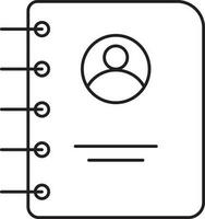 Contact Notebook Icon In Black Outline. vector