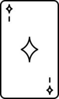 Diamond Playing Card Icon In Black Line Art. vector