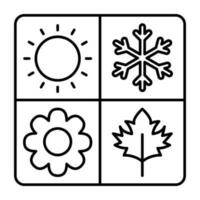 A linear design icon of seasons vector