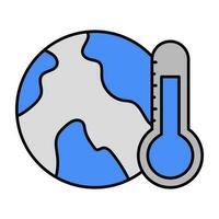 Thermometer with globe symbolizing concept of global warming vector
