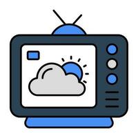 Tv weather forecast icon in trendy vector design