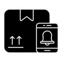 An editable design icon of mobile parcel notification vector