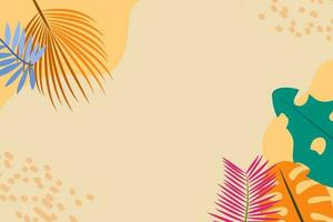 summer panorama, abstract illustration with jungle exotic leaves, colorful design, summer background and banner vector