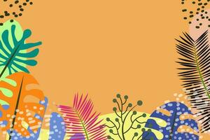 summer panorama, abstract illustration with jungle exotic leaves, colorful design, summer background and banner vector