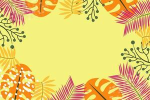 summer panorama, abstract illustration with jungle exotic leaves, colorful design, summer background and banner vector