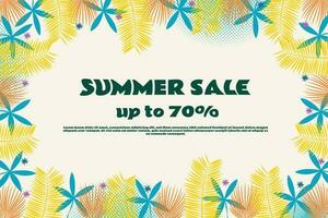 jungle exotic leaves, colorful design, summer background and sale banner vector