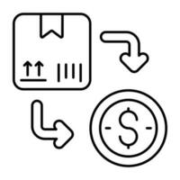 Conceptual flat design icon of cash on delivery vector