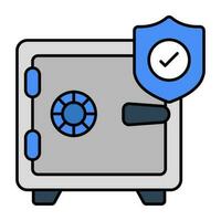Conceptual flat design icon of Secure Bank Locker vector