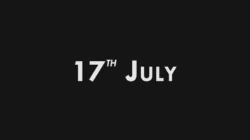 decimoséptimo, 17 julio texto frio y moderno animación introducción final, vistoso mes fecha día nombre, cronograma, historia video