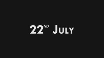 vinte segundo, 22º Julho texto legal e moderno animação introdução outro, colorida mês encontro dia nome, agendar, história video
