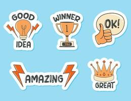 Colorful hand drawn good job stickers collection vector