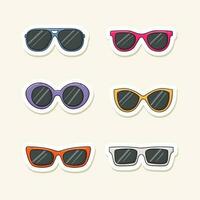 Colorful hand drawn glasses stickers collection vector