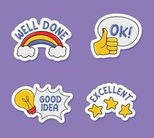 Colorful hand drawn good job stickers collection vector