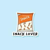 Colorful hand drawn snack lover stickers vector