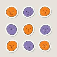 Colorful hand drawn different emoji stickers collection vector