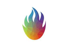 Low Poly and Creative Fire Flame logo design, Vector design concept