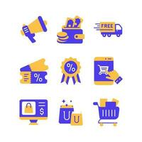 Ecommerce and Shopping Icons Set in Duotone Style Icon vector