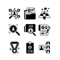 Recruitment and employee icon sheets design. HR human resources glyph style icon set vector